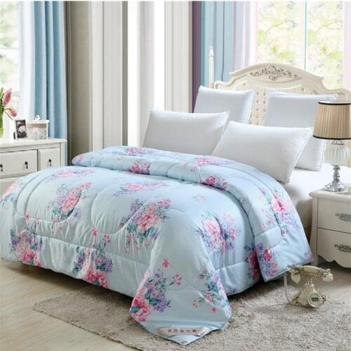 Nordic Quilt Blankets Soft Mulberry Silk Comforter Bedding Thin Quilts flowers Quilted Summer and Winter Thicken Quilts