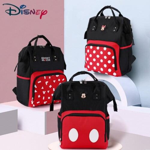 Disney Mickey Mouse Mummy Diaper Bag Large Capacity Baby Minnie Travel Backpack Nursing Bags Maternity Nappy Bag For Baby Care