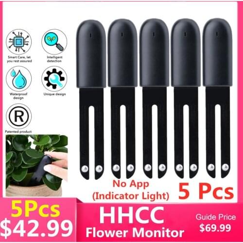 5Pcs HHCC Smart Flower Monitor Flora Plants Grass Flower Care Soil Water Fertility Tester Sensor Home Garden Monitor