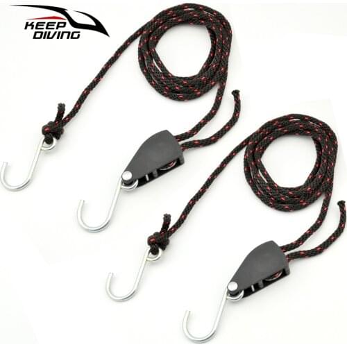 2 PCS 1/4" 136KG Loaded Pulley Ratchets Kayak and Canoe Boat Bow and Stern Rope Lock Tie Down Strap Duty Fast Adjustable Hanger