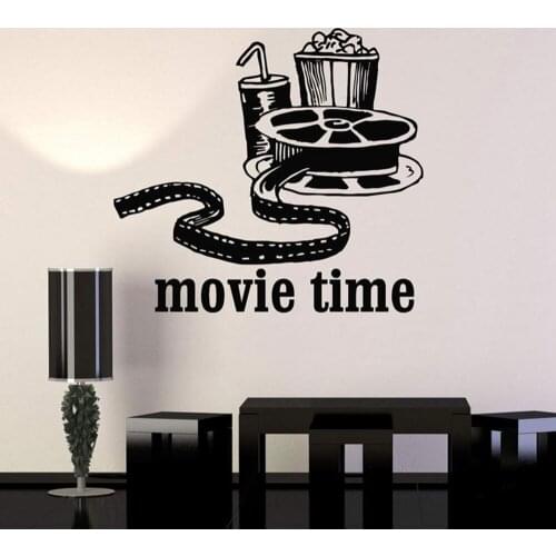Vinyl Wall Decal Movies Cinema Film Popcorn Room Decor Stickers Mural Removable Posters Bedroom Sticker Media Room P258