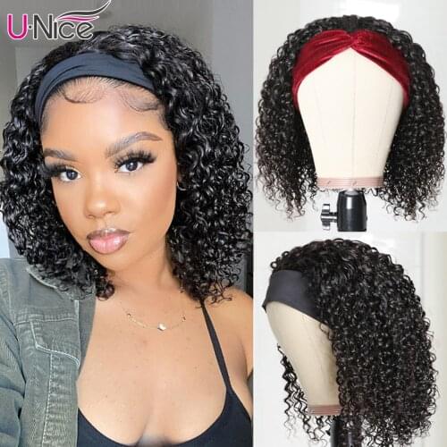 Unice Hair U Part Curly Human Hair Wig Brazilian Remy Hair 150 Density Middle Part Wigs Pre Plucked For American African Women