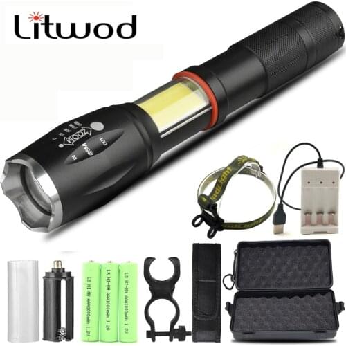 XM-L2 U3 T6 COB Bulb Lantern for Hunting Cycling Light Camping Led Flashlight Torch Power 18650 or AAA Battery Zoom Waterproof