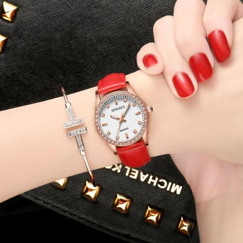 2020 Womens Watch Fashion Korean Watch Trend Female Quartz Waterproof Glow-in-the-Dark Students Simple Leather Relogio Feminino