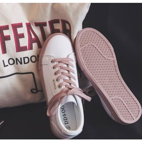 Shoes Woman 2021 Spring New Flat Leather Sneakers Female Solid Color Student Platform Shoes Casual Low-top Flats Women Shoes