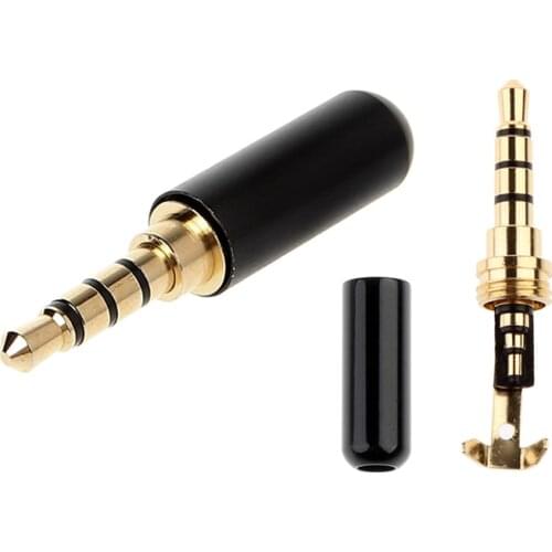 1/2/5pcs/lot 3.5mm Audio Connector 4 Poles Headphone Jack Male Plug Earphone Repair Cable Solder Wire DIY AUX 3.5 Jack Adapter