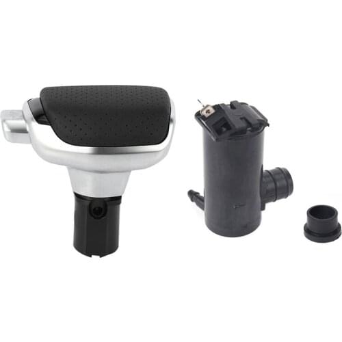 1 Pcs Car Automatic Leather Gear Shift Knob & 1 Pcs Windshield Washer Pump