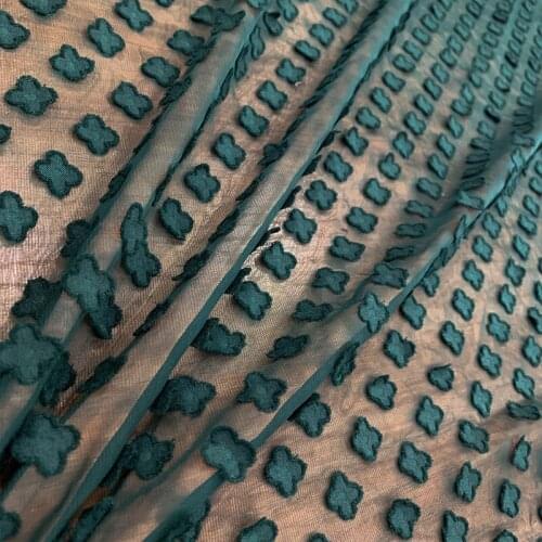 1 Yard Soft Chiffon Four leaf clover flower Breathable fabric for Summer Blouse Spring dress Maxi Dress Vocation costume