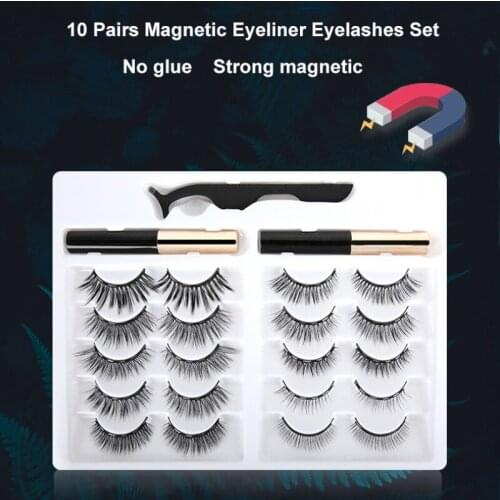 10 Pairs Magnetic Eyelashes With Eyeliner Kit Reusable Natural Glamnetic False Lashes With Applicator Easy To Apply TSLM1