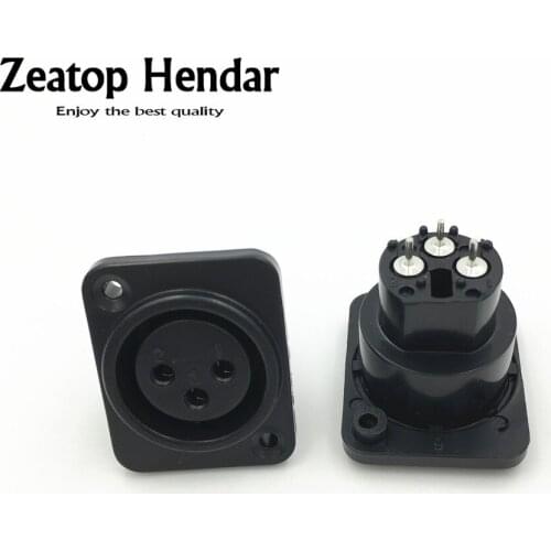 10Pcs XLR 3 Pin Female Chassis Panel Mounted Socket Connector Adapter Black