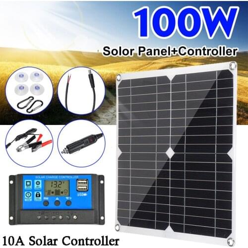 100W Solar Charge Controller Dual USB Charger Regulator Monocrystalline PV Module Caravan Homes RV Boat 12 Volt Off Grid System