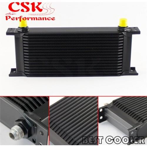 16 Row 8AN Universal Engine Transmission Oil Cooler 3/4"UNF16 AN-8 Black