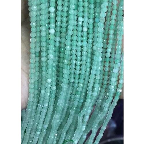 2mm Faceted Diamond Cutting Natural Green Aventurine Stone Round Loose Beads
