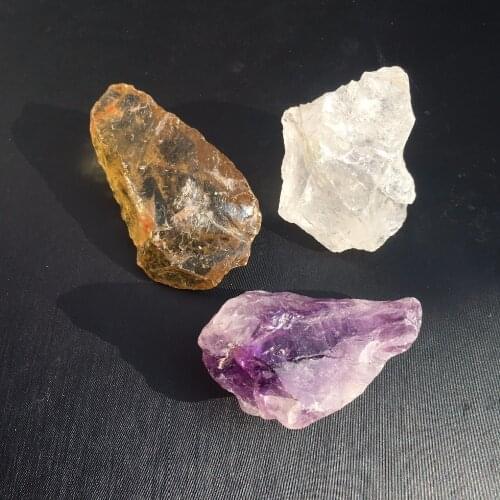 3pcs beautiful rough natural clear quartz amethyst citrine raw gem reiki healing crystals chakra energy stone for meditation