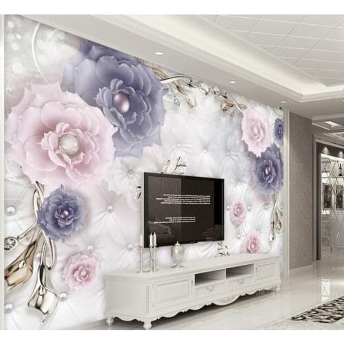 Beibehang Custom wallpaper 3d European retro floral jewelry three-dimensional soft package TV sofa background wall 3d wallpaper