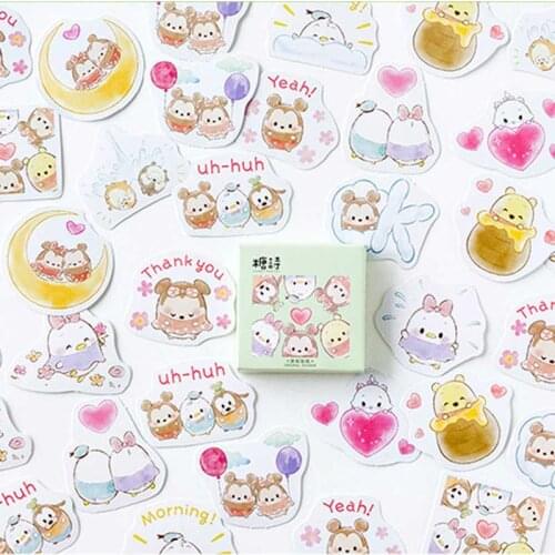 45 pcs/box Kawaii Korea Stickers Decoration Diary Handmade Adhesive Paper Flake Cute Sticker Scrapbooking Stationery