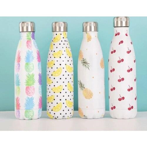 500ML Water Bottle Stainless Steel Double-Wall Thermos Bottle Tea Cup Coffee Travel Sports Drink Bottle Insulated Cup BPA Free