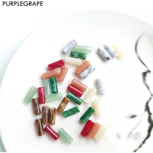 Acrylic DIY Earrings Accessories Jewelry Beads Handmade Pendant Fashion Vintage Cylindrical Marble 12pcs PURPLEGRAPE