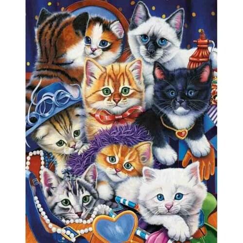 Full Square/Round Drill 5D DIY Diamond Painting "Animal Cat" 3D Rhinestone Embroidery Cross Stitch 3D Home Decor