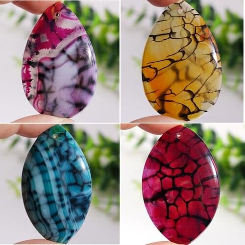 Charms Dragon Veins Agates Multiple Shape Pendant Stone Bead for Jewelry Making 1Pcs Charming Stone Bead