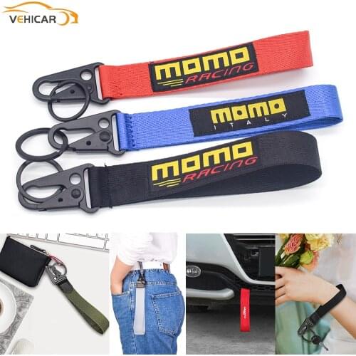 VEHICAR MoMo Car Key Chain Eagle beak strips Trailer belt Personalized Metal Auto Key Ring Wrist Lanyard Key Holder Accessories