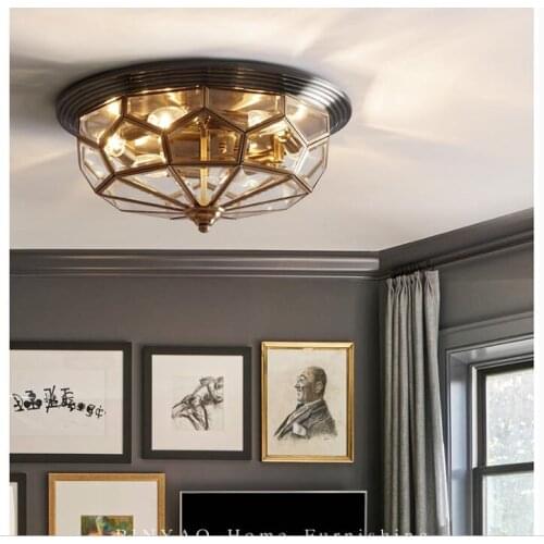Free Shipping D45cm H25cm Art Decration 90-265V Bronze Anqitue Style Design Ceiling Lamp Copper Luster E14 LED Ceiling Lighting