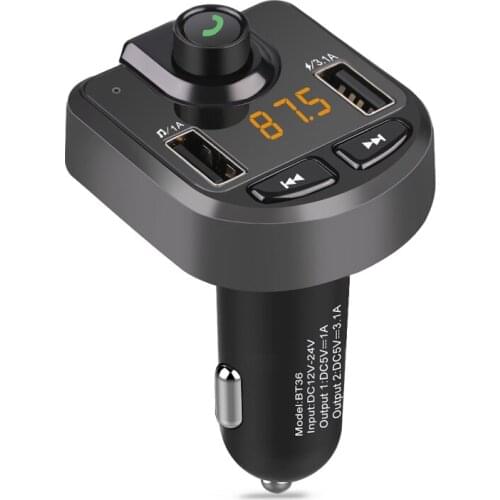 Wireless Bluetooth Fm Transmitter Aux Modulator Mp3 Player Car Kit Handsfree With Voltage Display TF Music Playing USB Charger