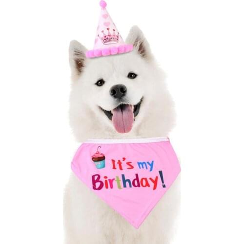 Pet Dog Cat Happy Birthday Hat Safety and Soft Headwear Bandana Neckerchief Ties Party Fancy Decorations Pet Accessories