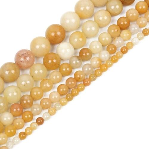 Natural Stone Beads Golden Old topaz Round Loose Beads For Jewelry Making Bracelet DIY Accessories Needlework Strand 4-12MM