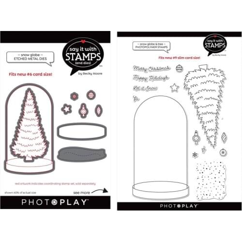 CH 2020 New Arrival SNOW GLOBE AND TREE Metal Cutting Dies and stamps DIY Scrapbooking Card Stencil Paper Craft Stamp Die Set