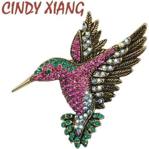 CINDY XIANG Colorful Rhinestone Hummingbird Brooch Animal Brooches for Women Korea Fashion Accessories Factory Direct Wholesale