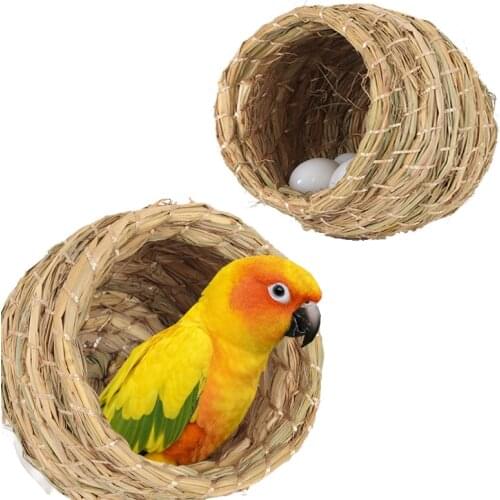 1PC Breathable And Warm Handmade Natural Straw Bird Nest Parrot Pigeon House Small Pet Birds Cage Bedroom Courtyard Adornment