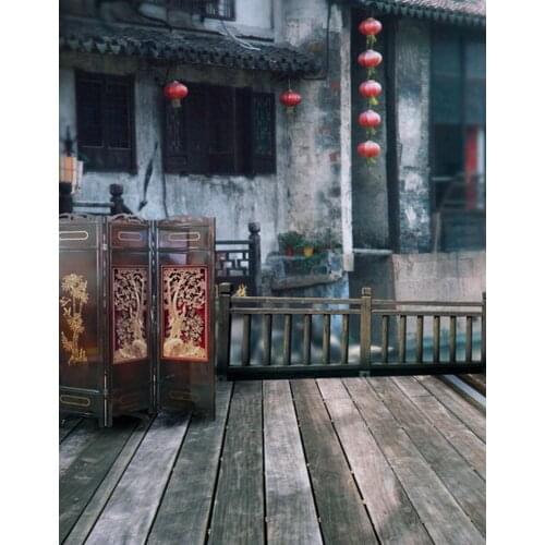 5x7ft Wooden Floor Chinese Traditional House Screen Photography Backdrops Photo Props Studio Background