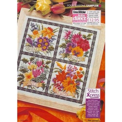 Gold Collection Counted Cross Stitch Kit Four Seasons Sampler Four Season Flower Flowers Spring Summer Fall Autumn Winter