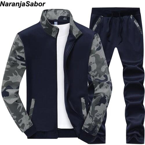 NaranjaSabor 2020 Autumn Mens Clothing Set Spring Sportwear Mens Camouflage Jacket Casual Pant Male Hoodies Sets Tracksuits 4XL