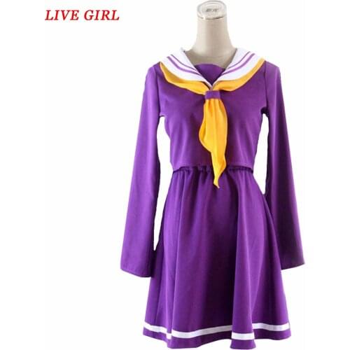 No game no life cosplay Shiro costume halloween women clothes carival dress wigs sailor suit Japanese school uniform