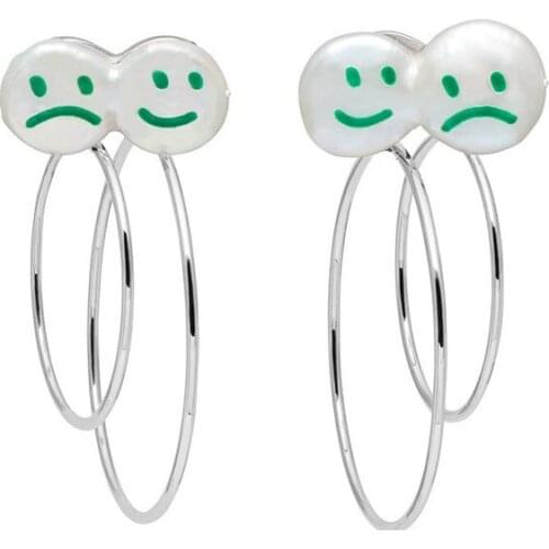 Fashion Clown Crying Smiley Earrings 2021 Trend Personality Ins Balot Freshwater Pearl Earring Accessories For Women 1PC