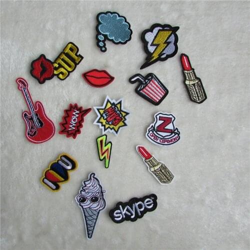 Fashion pattern cloth logo patch hot melt adhesive applique embroidery patches stripes DIY clothing accessories patch C413-C431