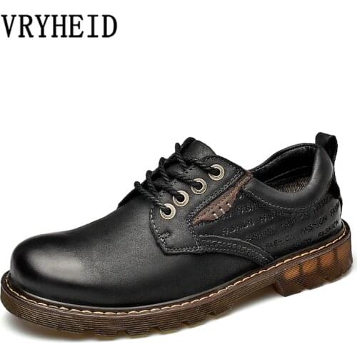 VRYHEID High Quality Genuine Leather Mens Shoes Spring Autumn Work Safety Casual Shoes Fashion Flats Oxfords Dress Shoes Men
