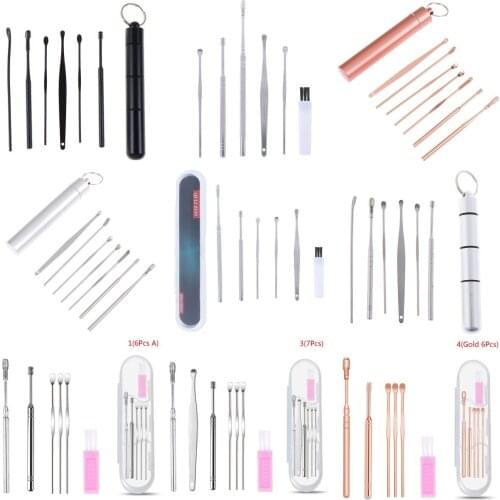 6/7Pc Ear Wax Removal Kit Ear Wax Remover Ear Wax Removal Tool Stainless Steel Earpick Ear Cleaner Spoon Ear Care Cleaning Tool