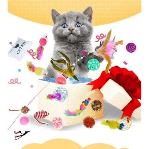 7/20PCS Cat Stick Set Teaser Wand Toy Pet Interactive Mouse Ball Toy Teaser Kittens Toys Goods Cats Games Accessories Supplies