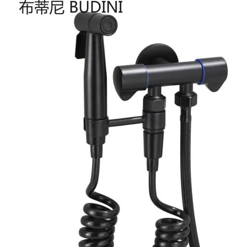 Black Handheld Bidet Faucet Set Toilet Sprayer Hygiene Sprayer Set Baby Diaper Cloth Sprayers Bidet With Hose and Holder