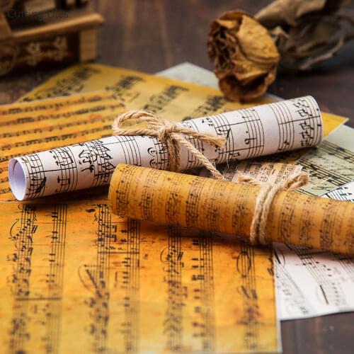 New Arriving 8Pcs/lot Vintage Music Page Vellum Paper Stickers For Scrapbooking DIY Card Making Handmade Crafts