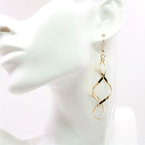 New Style Fashion Geometric Bending Gold Tassel Long Earrings Womens Festival Gifts Christmas Birthday Banquet Earrings M288