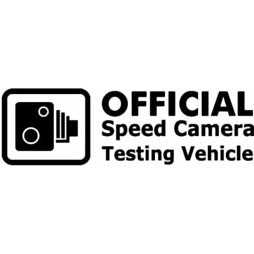 Personality Interesting OFFICIAL Speed Camera Testing Vehicle Car Stickers KK PVC Vinyl Motorcycle Decals Apply To Car Window