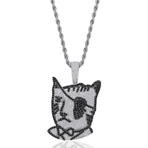 Hip Hop AAA Cubic Zirconia Bling Iced Out Cool Pirate Cat Personality Pendants Necklace for Men Rapper Jewelry Drop Shipping