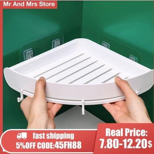 Bathroom Shelf Organizer Corner Shelf Storage Holder Plastic Bathroom Rack Suction Cup Shower Wall Holder Shampoo Holder