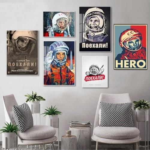 Space Heroes Yuri Gagarin Posters And Prints Wall Pictures For Living Room Vintage Canvas Painting Decorative Home Decor Quadro