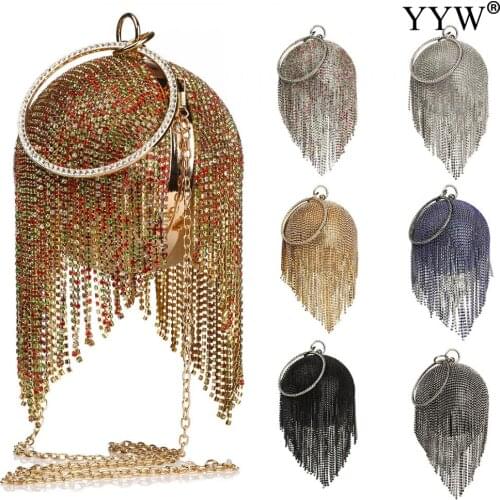 Luxury Tassel Women Clutch Bag Evening Bag With Rhinestone Diamonds Exquisite For Ladies Wedding Party Round Ball Bag Clutches