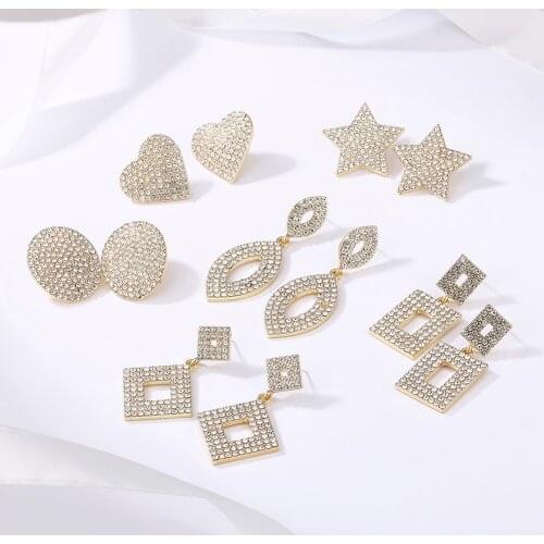 Fashion Personality Earrings 2021 Geometric Round Diamond Women Earrings Pendant Earrings Pendant Earrings Modern Women Jewelry